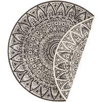 THE RUGS Lilja Vintage Round Rug Indoor Outdoor Reversible Durable Easy Care in Black | Size: 200 cm diameter