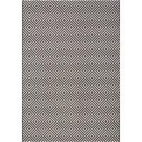 THE RUGS Karo Diamond Rug Indoor Outdoor Polypropylene Weatherproof Durable in Black | Size: 240 cm x 340 cm