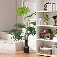 HOMCOM Artificial Plant with PEVA Leaves & Coconut Coir for Home Office in Green