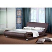 Comfy Living Ltd Italian Style Faux Leather Bedframe in Brown | Size: King