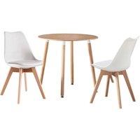 Life Interiors 'Round Lorenzo' Dining Set with a Table & Chairs Set of 2 in White