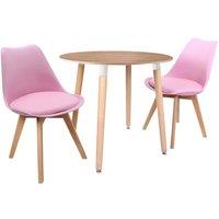 Life Interiors 'Round Lorenzo' Dining Set with a Table & Chairs Set of 2 in Pink