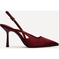 Linzi Women's Rhea Burgundy Scuba Sling Back Court Heels | Size: 4-Standard Fit