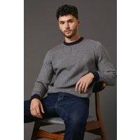 Burton Men's Navy Super Soft Knitted Geo Crew Neck Jumper | Size: Small