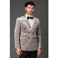 Burton Men's Taupe Velvet Double Breasted Tuxedo Jacket | Size: 46R