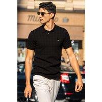 Men's Casual Striped Short Sleeve T-Shirt in Black | Size: XL
