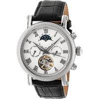 Heritor Automatic Men's Winston Semi-Skeleton Leather-Band Watch in Silver