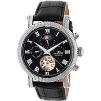 Heritor Automatic Men's Winston Semi-Skeleton Leather-Band Watch in Black