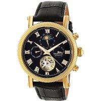 Heritor Automatic Men's Winston Semi-Skeleton Leather-Band Watch in Gold