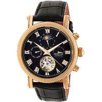 Heritor Automatic Men's Winston Semi-Skeleton Leather-Band Watch in Rose Gold
