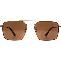 Police Men's Rectangle Shiny Grey Gold Brown SPLL07M Origins Lite 15