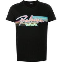 Balmain Men's Paris Retro Logo Black T-Shirt | Size: Large