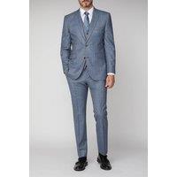 Scott Men's Sharkskin with Overcheck Trouser in Blue | Size: 32L