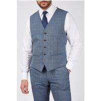 Scott Men's Sharkskin Overcheck Waistcoat in Blue | Size: 42L