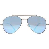 montana Men's Aviator Shiny Silver Blue Polarized MP185