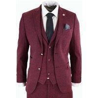 TruClothing Men's stz11 3 Piece Tweed Suit Herringbone in Burgundy | Size: 36R