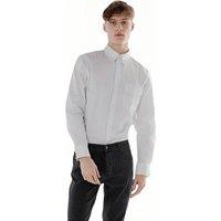 TopLook London Men's Mens Business Casual Shirt - Cotton Long Sleeve Shirt in White | Size: Medium