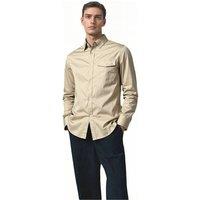 TopLook London Men's Mens Business Casual Shirt - Cotton Long Sleeve Shirt in Ecru | Size: Large