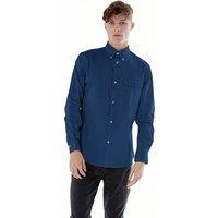 TopLook London Men's Mens Business Casual Shirt - Cotton Long Sleeve Shirt in Dark Blue | Size: Medium