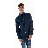 TopLook London Men's Mens Business Casual Shirt - Cotton Long Sleeve Shirt in Midnight | Size: Small