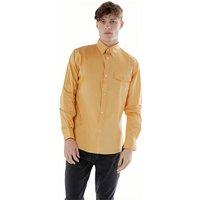 TopLook London Men's Mens Business Casual Shirt - Cotton Long Sleeve Shirt in Mustard | Size: XS