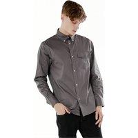 TopLook London Men's Mens Business Casual Shirt - Cotton Long Sleeve Shirt in Mid Grey | Size: XL