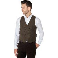 XPOSED Men's JAX Herringbone Tweed Double Breasted Waistcoat in Brown | Size: 42