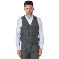XPOSED Men's JAX Herringbone Tweed Double Breasted Waistcoat in Grey | Size: 52