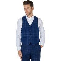 XPOSED Men's Luke Check Waistcoat - Elegant Tailored Style Any Occasion in Navy | Size: 40