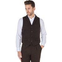 XPOSED Men's Tyler Herringbone Tweed Waistcoat Stylish Occasions in Brown | Size: 46