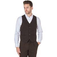 XPOSED Men's Tyler Herringbone Waistcoat Vintage Elegance in Brown | Size: 54