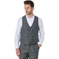 XPOSED Men's Tyler Tweed Double Breasted Waistcoat in Grey | Size: 54