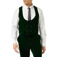 XPOSED Men's Mak Luxurious Emerald Velvet Low U Cut Waistcoat Elegant Occasions in Green | Size: 42
