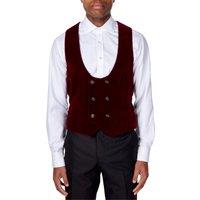 XPOSED Men's Sam Luxurious Emerald Velvet Low U Cut Waistcoat Elegant Occasions in Maroon | Size: 46