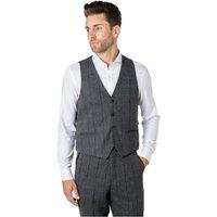 XPOSED Men's Elton Tweed Check Waistcoat Stylish Occasions in Black | Size: 40