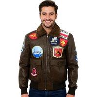 Infinity Leather Men's Top Gun A2 Leather Bomber Jacket-Perth in Brown | Size: 4XL