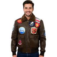 Infinity Leather Men's Top Gun A2 Leather Bomber Jacket-Perth in Brown | Size: 5XL