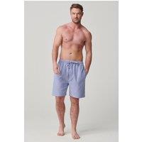 British Boxers Men's Staffordshire Blue Herringbone Brushed Cotton Sleep Shorts in Light Blue | Size: Medium