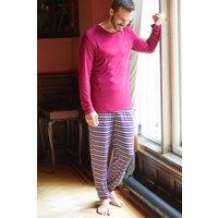 British Boxers Men's Forest Berry Stripe Bamboo Pyjama Set in Red | Size: Large