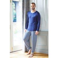 British Boxers Men's Skyline Stripe Bamboo Pyjama Set in Blue | Size: Small