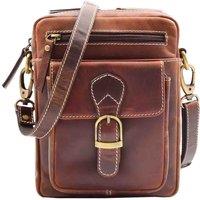 House of Leather Men's Mens Real Leather Cross Body Bag Travel Organiser Style Trenton Brown | Size: Small