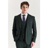 Infinity Leather Men's 3 Piece Prince Of Wales Formal Suit in Green | Size: 34R