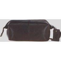 Ashwood Leather Men's Vintage Leather Washbag in Dark Brown