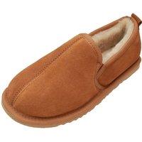 Eastern Counties Leather Men's Sheepskin Lined Soft Suede Sole Slippers in Beige | Size: 7