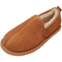 Eastern Counties Leather Men's Sheepskin Lined Soft Suede Sole Slippers in Beige | Size: 8