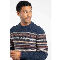 Weird Fish Men's Orson Fair Isle Crew Neck Jumper in Midnight | Size: 4XL
