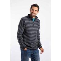 Weird Fish Men's Shorling 1/4 Zip Striped Macaroni Sweatshirt in Black | Size: Small