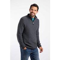 Weird Fish Men's Shorling 1/4 Zip Striped Macaroni Sweatshirt in Black | Size: XL
