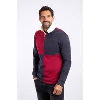Weird Fish Men's Lyon Cotton Colour Block Rugby Shirt in Red | Size: Small