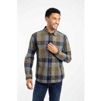Weird Fish Men's Sode Cotton Brushed Long Sleeve Check Shirt in Green | Size: 4XL